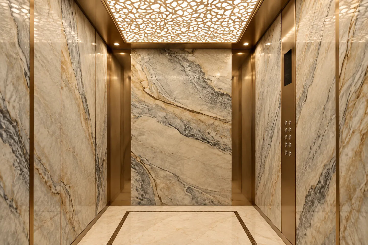 Marble elevator cabin